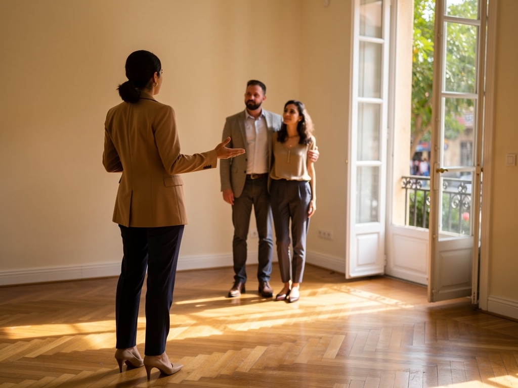 Relocation specialist and expat couple viewing a furnished apartment in Maadi, Cairo
